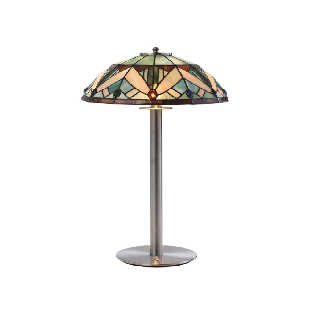 **Luminária de Mesa Tiffany: Design Elegante com Cúpula de Vidro Colorido**