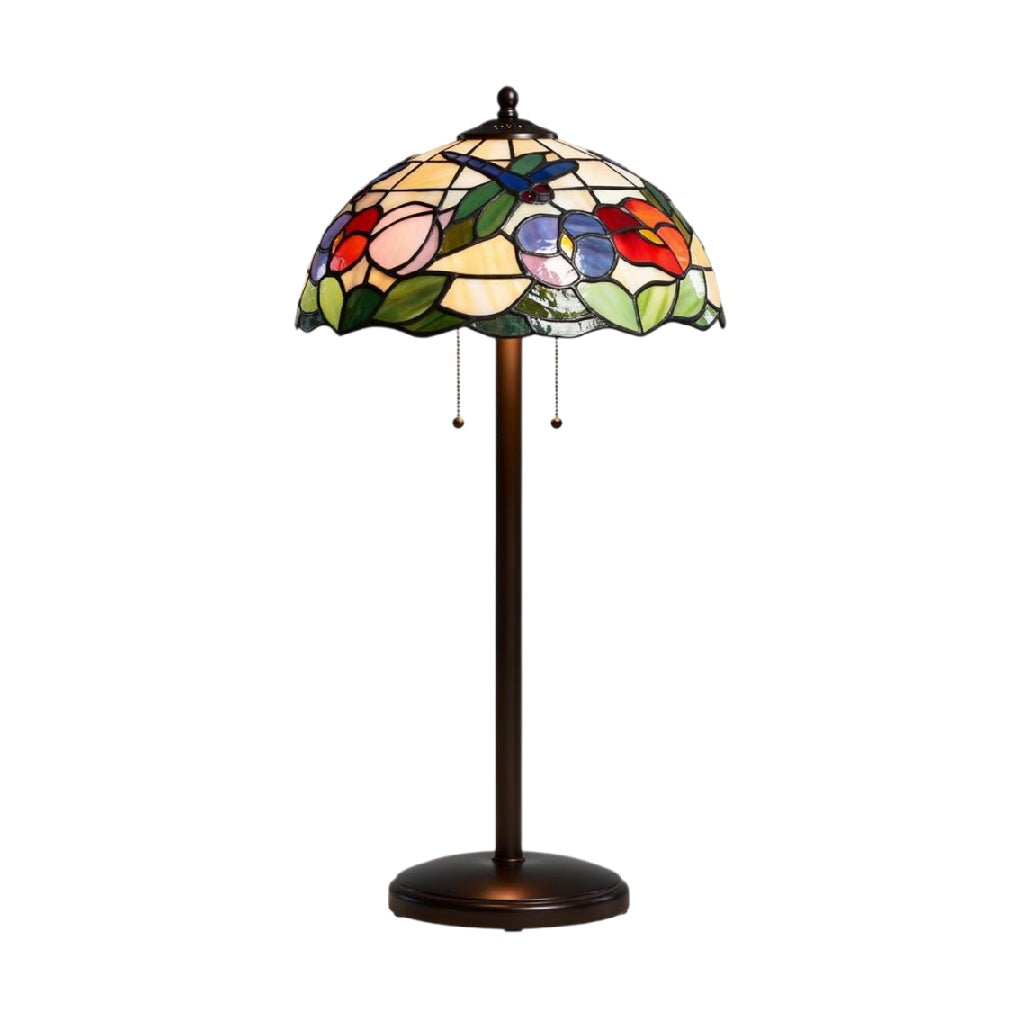 **Lâmpada de Mesa Tiffany com Design Floral Colorido**