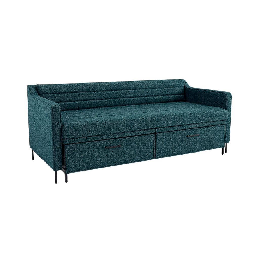 **Sofá Retrátil Moderno com Estilo Minimalista em Verde Azul**