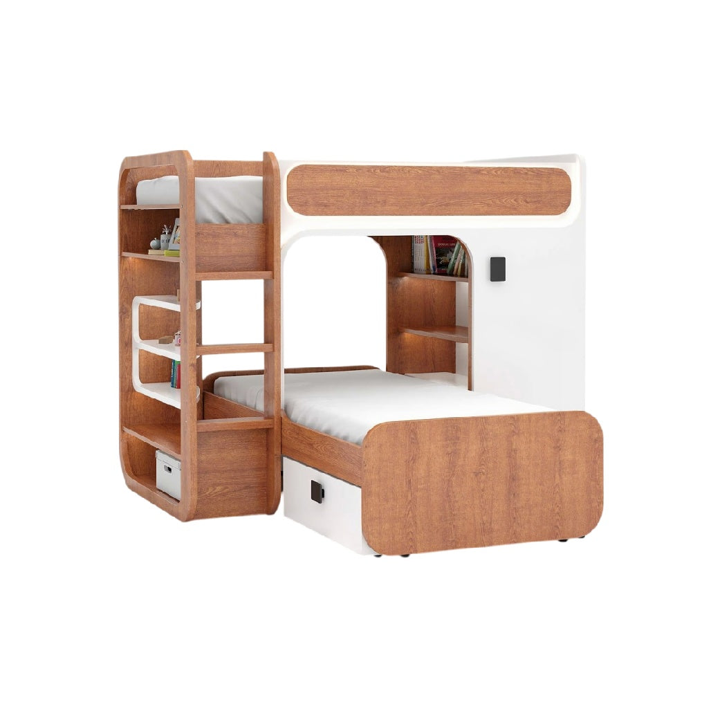 **Cama Infantil Tipo Loft com Armário Integrado e Design Moderno**